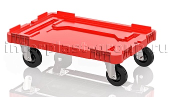 Тележка пластиковая сплошная без тормозов усиленная красная в Муроме
