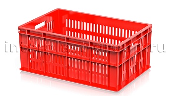 Ящик для молока, мяса, овощей и фруктов большая перфорация дно сплошное красный в Муроме
