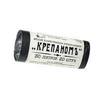 Мешки для мусора 30 л, черные, в рулоне 20 шт., ПНД, 7 мкм, 560х440 мм, Крепаномъ, 4607075710580 в Муроме