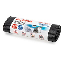 Мешки для мусора 60 л, черные, в рулоне 20 шт., ПНД, 10 мкм, 700х600 мм, LAIMA, 601381 в Муроме