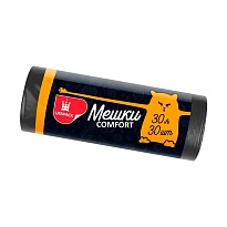 Мешки для мусора 30 л, черные, в рулоне 30 шт., ПНД, 7 мкм, 560х480 мм, Comfort, М0291 (МН 30-30ч) в Муроме