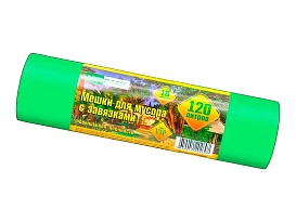 Мешки для мусора 120 л, с завязками, зеленые, в рулоне 10 шт., ПНД, 15 мкм, 800х750 мм, VIP, Z12010green в Муроме Мешки для мусора 120 л, с завязками, зеленые, в рулоне 10 шт., ПНД, 15 мкм, 800х750 мм, VIP, Z12010green в Муроме