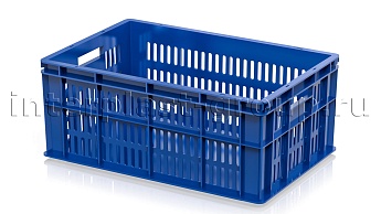 Ящик для молока, мяса, овощей и фруктов большая перфорация дно сплошное синий в Муроме