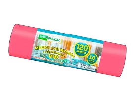 Мешки для мусора 120 л, с завязками, красные, в рулоне 10 шт., ПНД, 15 мкм, 800х750 мм, VIP, Z12010red в Муроме