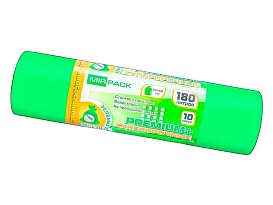 Мешки для мусора 180 л, ароматизированные, зеленые, в рулоне 10 шт., ПВД, 35 мкм, 1100х930 мм, PREMIUM+, 180105301 в Муроме