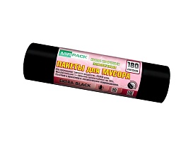 Мешки для мусора 180 л, ароматизированные, черные, в рулоне 10 шт., ПВД, 50 мкм, 1100х930 мм, EXTRA black, 18008301 в Муроме