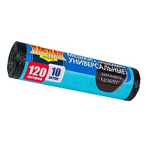 Мешки для мусора 120 л, с ушками, черные, в рулоне 10 шт., ПНД, 15 мкм, 1100х700 мм, Крепак, 4607075710474 в Муроме