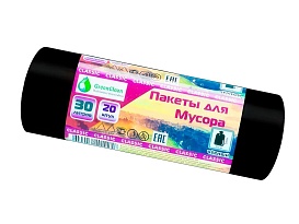 Мешки для мусора 30 л, черные, в рулоне 20 шт., ПНД, 7 мкм, 600х500 мм, MIRPACK Classik, 302040 в Муроме