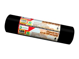 Мешки для мусора 120 л, черные, в рулоне 10 шт., ПНД, 12 мкм, 1100х700 мм, MIRPACK Classik, 1201011 в Муроме