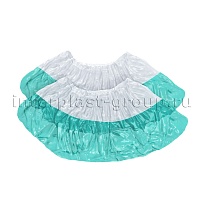 Бахилы бело-бирюзовые 1000 шт (500 пар), 48 мкм, двойная подошва, с одной резинкой, Эконом+ в Муроме Бахилы бело-бирюзовые 1000 шт (500 пар), 48 мкм, двойная подошва, с одной резинкой, Эконом+ в Муроме