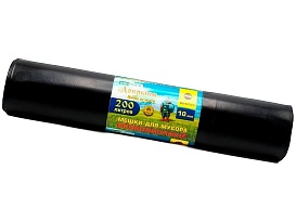 Мешки для мусора 200 л, ароматизированные, черные, в рулоне 10 шт., ПВД, 100 мкм, 1200х800 мм, Добрыня, Dob20010black в Муроме