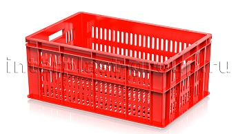 Ящик для молока, мяса, овощей и фруктов большая перфорация дно перфорированное красный в Муроме