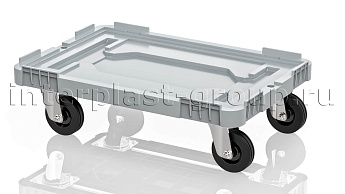 Тележка пластиковая сплошная без тормозов усиленная серая в Муроме Тележка пластиковая сплошная без тормозов усиленная серая в Муроме