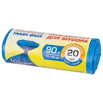 Мешки для мусора 90 л, синие, в рулоне 20 шт., ПНД, 14 мкм, 900х700 мм, LAIMA ULTRA, 607693 в Муроме