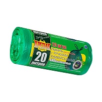 Мешки для мусора 20 л, биоразлагаемые, с ручками, черные, в рулоне 30 шт., ПНД, 10 мкм, 550х440 мм, Крепак, 4607075710047 в Муроме