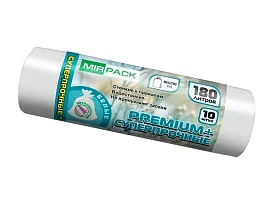 Мешки для мусора 180 л, ароматизированные, белые, в рулоне 10 шт., ПВД, 35 мкм, 1100х930 мм, PREMIUM+, 180105302 в Муроме