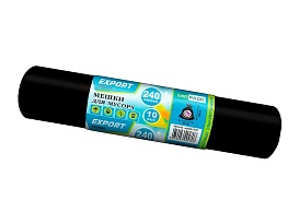 Мешки для мусора 240 л, черные, в рулоне 10 шт., ПВД 80 мкм, 1300х930 мм, EXPORT, exp 24010167 в Муроме