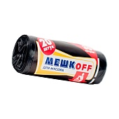 Мешки для мусора 30 л, черные, в рулоне 20 шт., ПНД, 9 мкм, 600х500 мм, МЕШКОFF, 1822