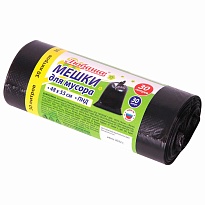 Мешки для мусора 30 л, черные, в рулоне 30 шт., ПНД, 7 мкм, 550х480 мм, Любаша, 608089 в Муроме