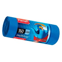 Мешки для мусора 160 л, с ушками, синие, в рулоне 10 шт., ПВД, 30 мкм, 1250х900 мм, PACLAN Multitop, 604064 в Муроме