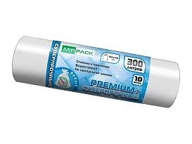 Мешки для мусора 300 л, белые, в рулоне 10 шт., ПВД 70 мкм, 1400х1000 мм, PREMIUM+, 300101602 в Муроме