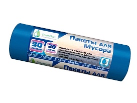 Мешки для мусора 30 л, синие, в рулоне 20 шт., ПНД, 7 мкм, 600х500 мм, MIRPACK Classik, 302041 в Муроме