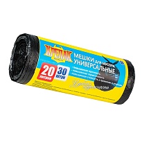 Мешки для мусора 20 л, черные, в рулоне 30 шт., ПНД, 10 мкм, 550х440 мм, Крепак, 4607075710092 в Муроме