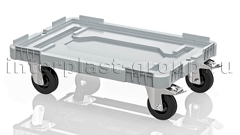Тележка пластиковая сплошная 2 колеса с тормозом усиленная серая в Муроме Тележка пластиковая сплошная 2 колеса с тормозом усиленная серая в Муроме