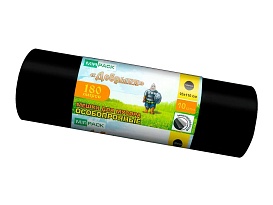 Мешки для мусора 180 л, ароматизированные, черные, в рулоне 10 шт., ПВД, 100 мкм, 1100х930 мм, Добрыня, Dob18010black в Муроме